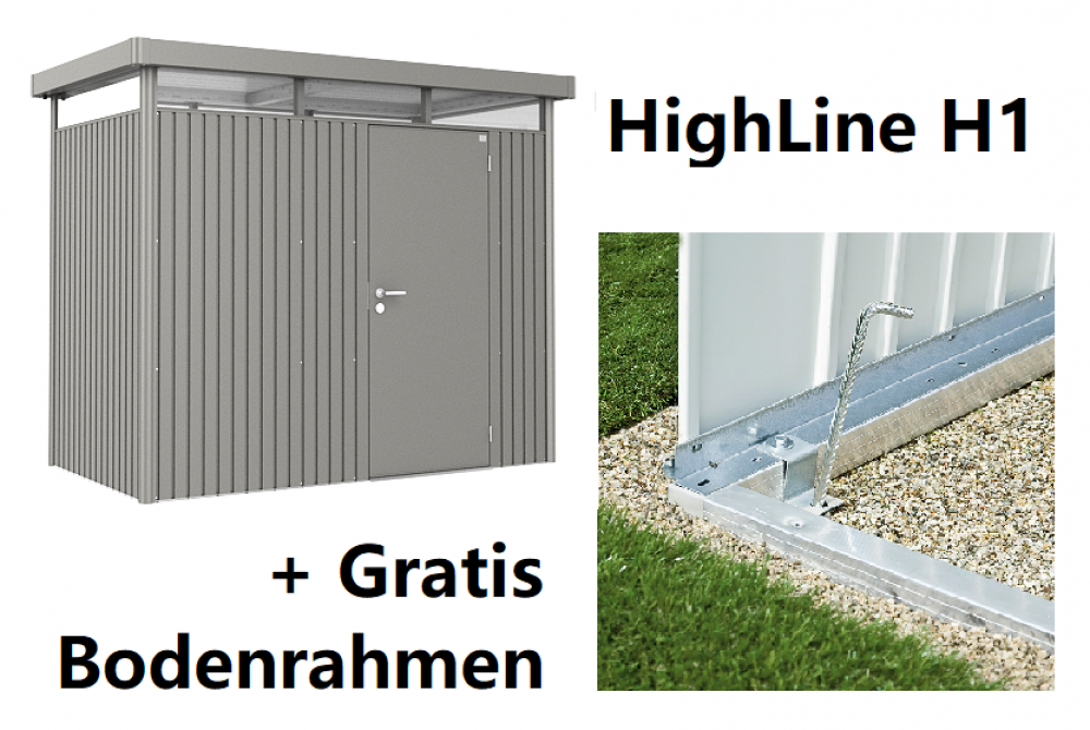 Highline H1 (275 x 155 cm) / quarzgrau-metallic / Standardtür + Alu-Bodenrahmen